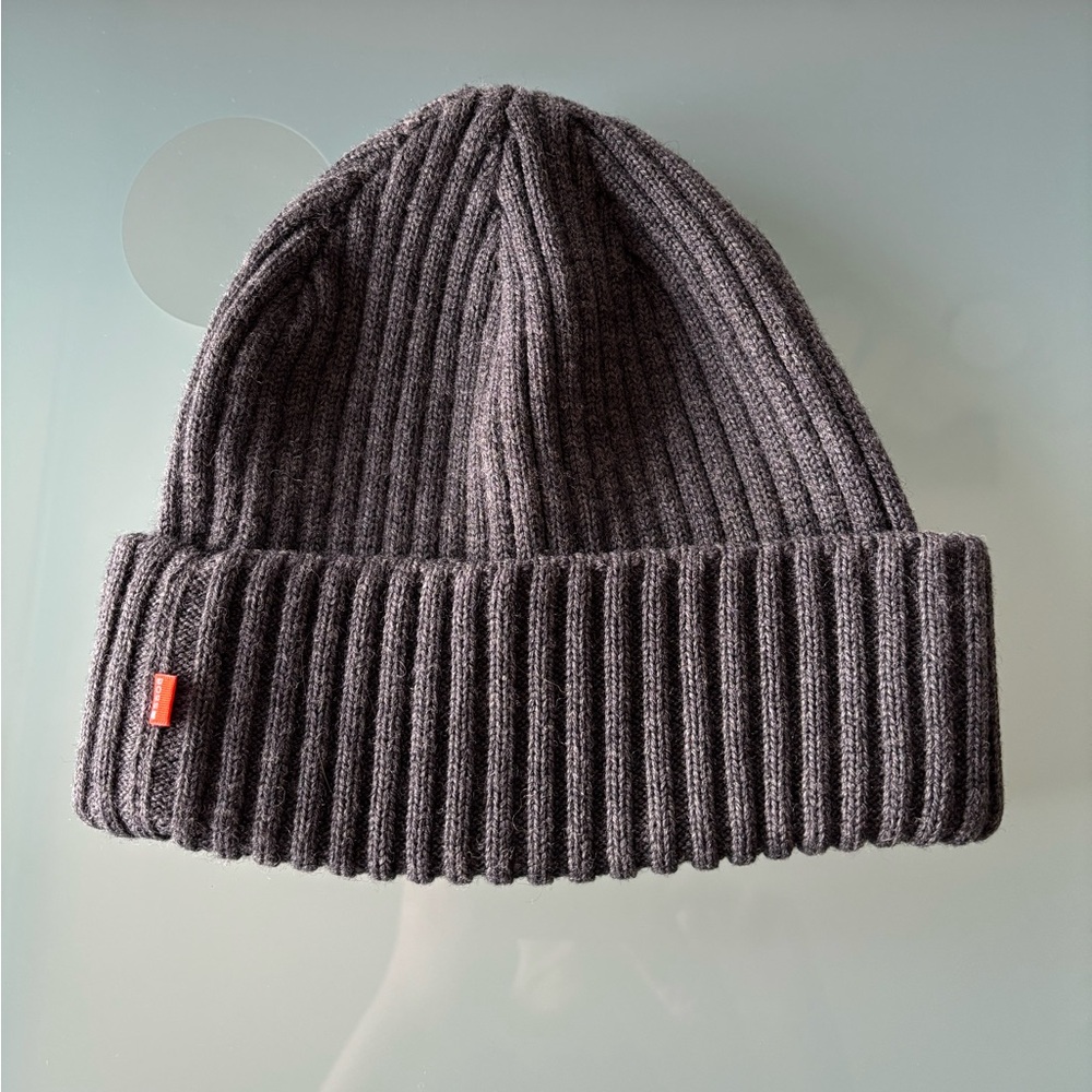HUGO Charcoal Ribbed Knit Beanie